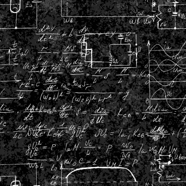 Textura Científica Sin Costuras Con Fórmulas Manuscritas Componentes Electrónicos Física — Archivo Imágenes Vectoriales