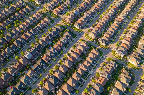 Aerial View Middle Class Residential Houses Summer Evening American Neighbourhood — Stock Photo, Image