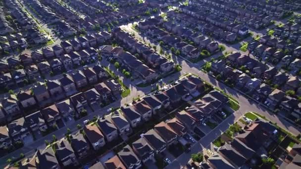 Luftaufnahme Eines Amerikanischen Vorortviertels Amerikanische Einfamilienhäuser Nordamerikas Vorortstraßen Gegründet Immobilien — Stockvideo