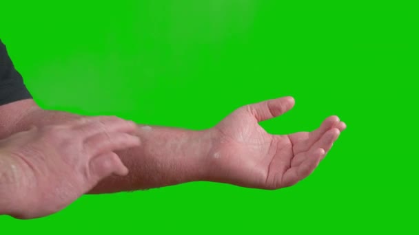 Hand Man Covered Psoriasis Ointment Green Screen High Quality Footage — Αρχείο Βίντεο