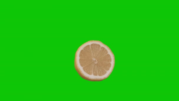 Fresh Yellow Lemon Isolated Green Background Cut Whole High Quality — Stock Video