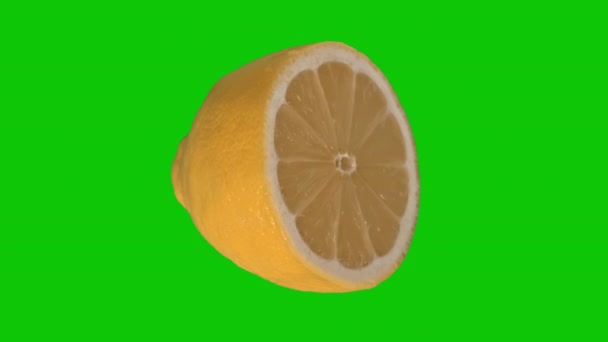 Свежий Желтый Лимон Изолированный Зеленом Фоне Высококачественные Кадры — стоковое видео
