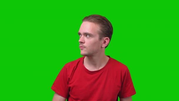 Charm Man Mutat Side Green Screen Concept Kiváló Minőségű Felvételek — Stock videók