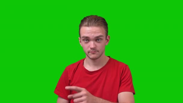 Чарівник Вказує Концепцію Бічного Зеленого Екрану Високоякісні Кадри — стокове відео