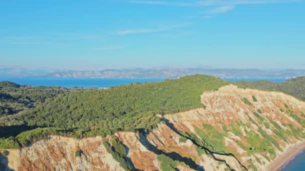 Top View Drone Flight Παραλία Αρκούδιλας Ελλάδα Κέρκυρα Rocks Beach — Αρχείο Βίντεο