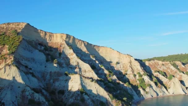 Top View Drone Flight Παραλία Αρκούδιλας Ελλάδα Κέρκυρα Rocks Beach — Αρχείο Βίντεο