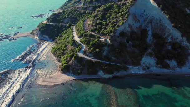 Vue Dessus Drone Flight Arkoudilas Beach Grèce Corfou Rocks Beach — Video