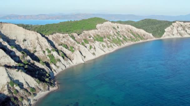 Arkoudilas Sahili Nsansız Hava Aracı Uçuşu Yunanistan Kayalık Sahil Denizi — Stok video