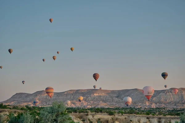 2021 Goreme Cappadocia Turcja Balony Ogrzane Powietrze Grupy Balonów Ogrzane — Zdjęcie stockowe