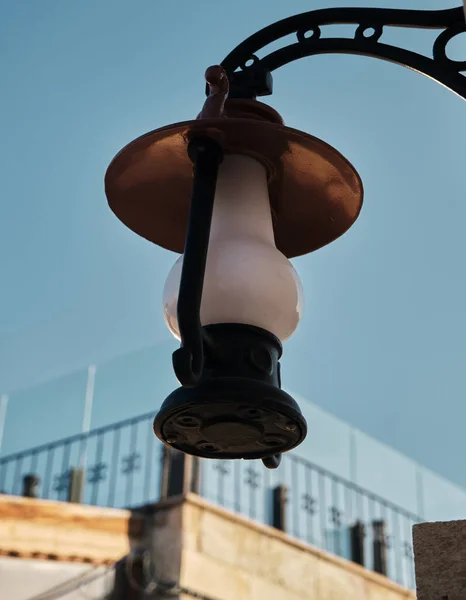 Вінтажний Вуличний Ліхтар Фон Сільського Будинку Лампа Освітлення Стилі Ретро — стокове фото