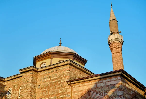 Forntida Moské Bursa Vägg Och Minaret Tegelmaterial Lokalt Namn Moskén — Stockfoto