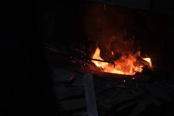 Вогонь Вибірковий Фокус Фото Вогню Кування Печі — стокове фото