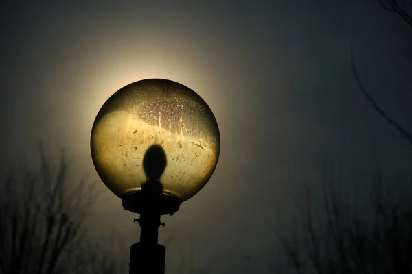 Linterna Calle Lámpara Iluminación Antigua Día Con Fondo Del Sol — Foto de Stock