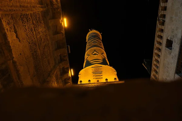 Ancient Grand Mosque Local Name Ulucami Mardin Night Low Angle — стоковое фото