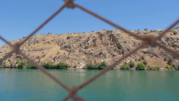 Journey Boat Trip River Firat River Euphrates View Fences Boat — Stockvideo