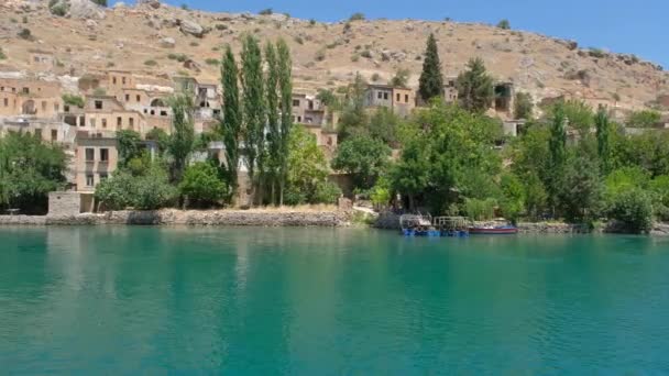 Ancient Side Halfeti Local Name Eski Halfeti Video River Euphrates — 图库视频影像