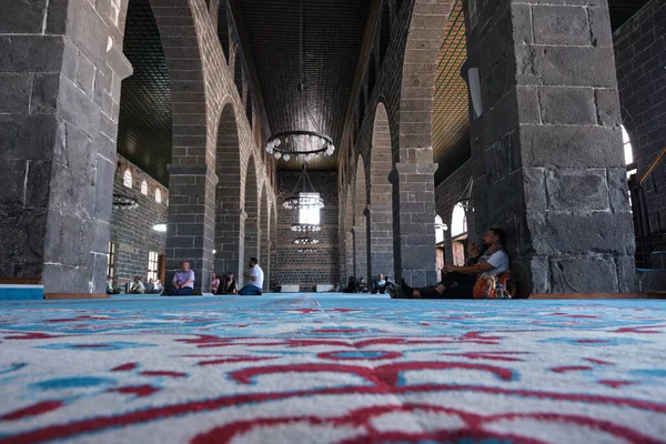 Interior Mosque City Grand Mosque Turquoise Color Carpets Ulu Camii — Stock Fotó