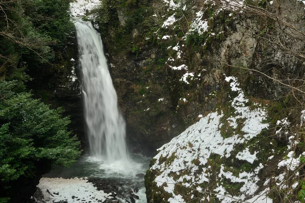 Cachoeira Floresta Inverno Nome Local Cachoeira Palovit Selalesi — Fotografia de Stock
