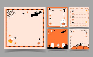 Cadılar Bayramı siyah ve turuncu arka plan koleksiyonu. bildiri şablonu.