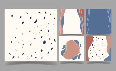 Asgari mavi ve krem arkaplan koleksiyonu. bildiri şablonu.