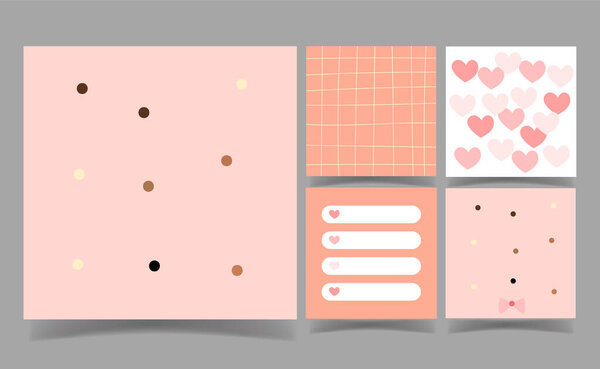 золотая точка и сердце на розовом фоне. memo template.