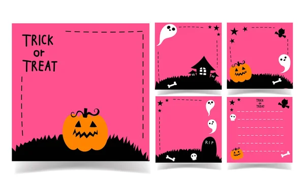 Halloween Fekete Rózsaszín Háttér Gyűjtemény Tájékoztató Tábla Vektor Grafikák