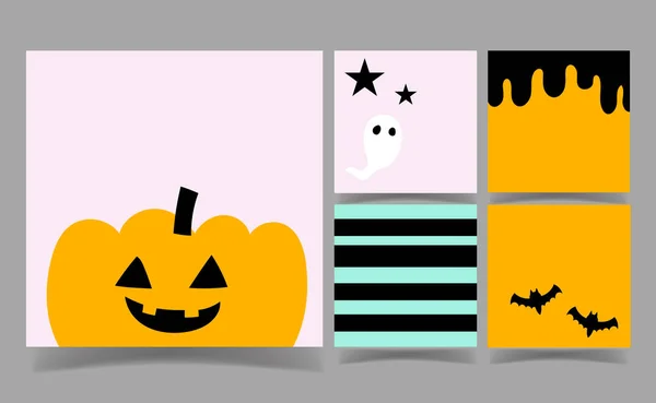 Bonito Halloween Fantasma Abóbora Fundo Coleção Modelo Memória Ilustração De Bancos De Imagens