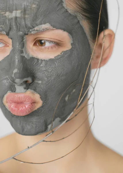 Jonge Mooie Gezonde Vrouw Gezicht Geneeskunde Cosmetologie Pure Naaktkleuren Mooie — Stockfoto