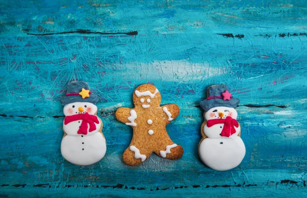 Biscuits Noël Sur Une Table Avec Des Décorations Festives Vacances — Photo