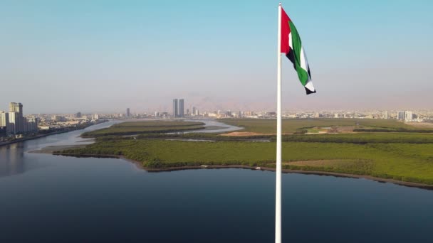 Flygfoto Över Jbr Stranden Och Dubai Marina Skyskrapor Och Lyxbyggnader — Stockvideo