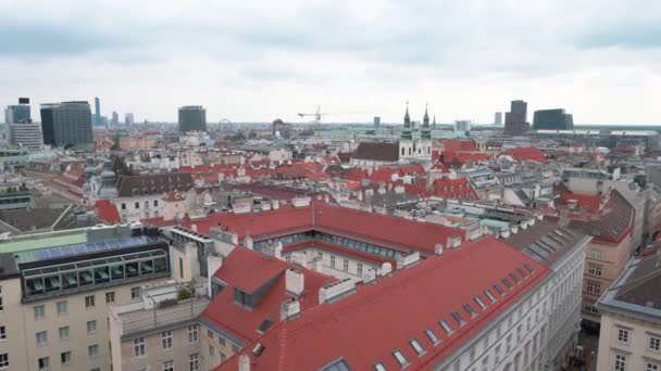 Dachy Ulice Centrum Wiednia Austrii Widok Stolicę Katedry Stephansdom — Wideo stockowe