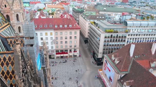 Wiedeń Austria Sierpnia 2022 Panoramiczny Widok Centrum Miasta Viena Stephansplatz — Wideo stockowe