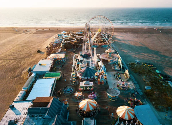 Luftaufnahme Der Moreys Piers Beachfront Water Parks Wildwood New Jersey — Stockfoto