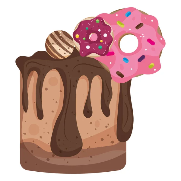 Donut vektörüyle izole edilmiş çikolatalı pasta. — Stok Vektör