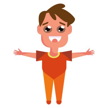 İzole edilmiş mutlu çocuk çizgi film karakteri Vektör