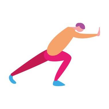 İzole edilmiş adam çizgi filmi bir şeyi itiyor Vektör.