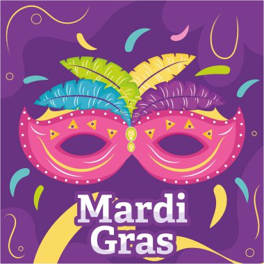 Renkli Mardi Gras Tüylü poster maskesi