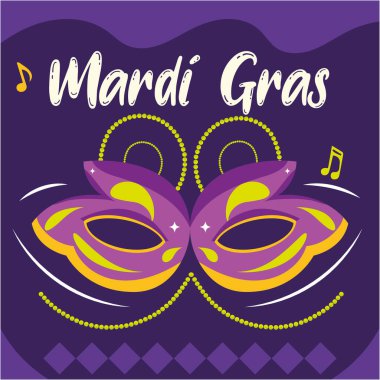 Renkli Mardi Gras poster maskesi Vektörü