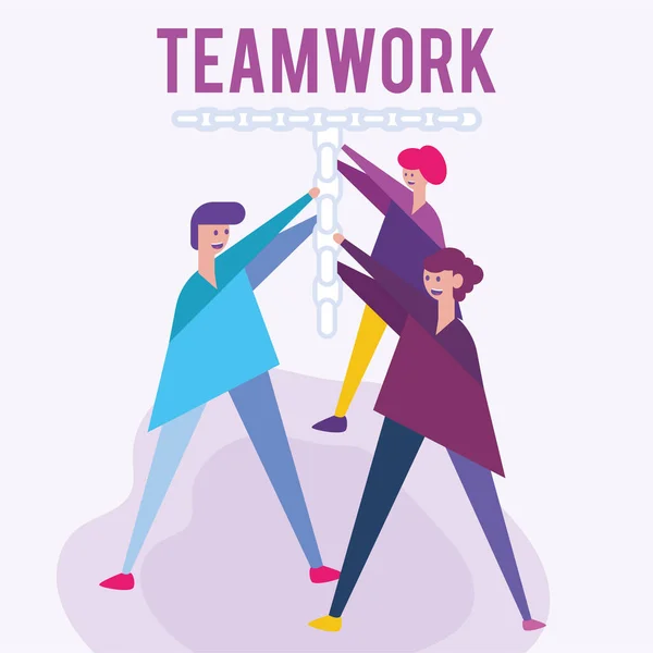 Group of people holding a T Teamwork concept Vector — Stock Vector