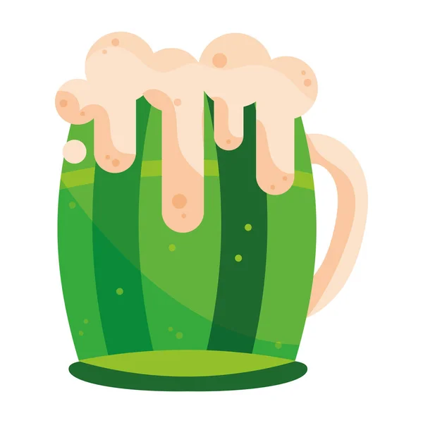 Isolated green beer glass with foam Vector — Stock Vector