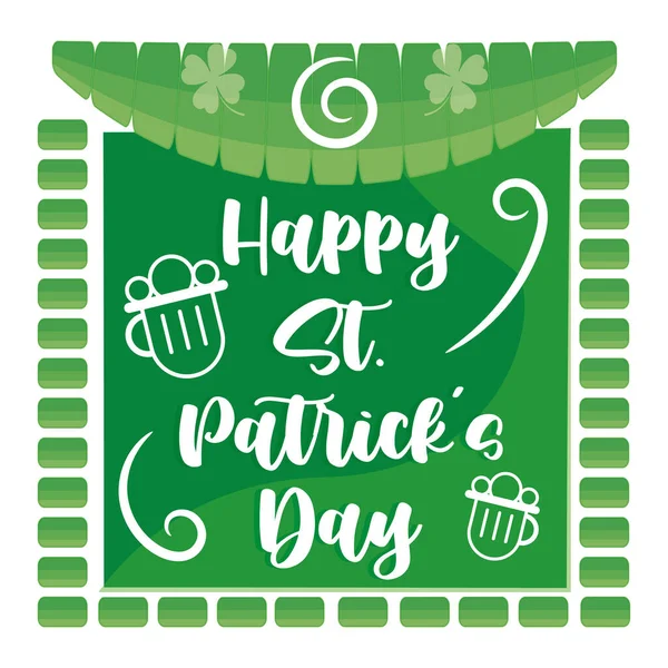 Green banner with text and beer icons Saint patrick day image Vector — Stock Vector
