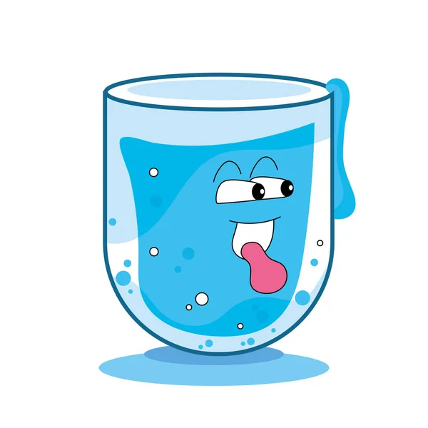 Isolated happy glass of water cartoon Vector — Stock Vector