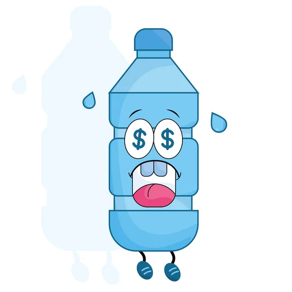 Isolated worried bottle of water cartoon Vector — Stock Vector