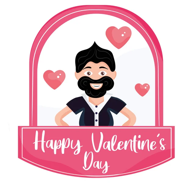 Изолированный счастливый человек с сердечками на замке Вектор Дня Святого Валентина — стоковый вектор