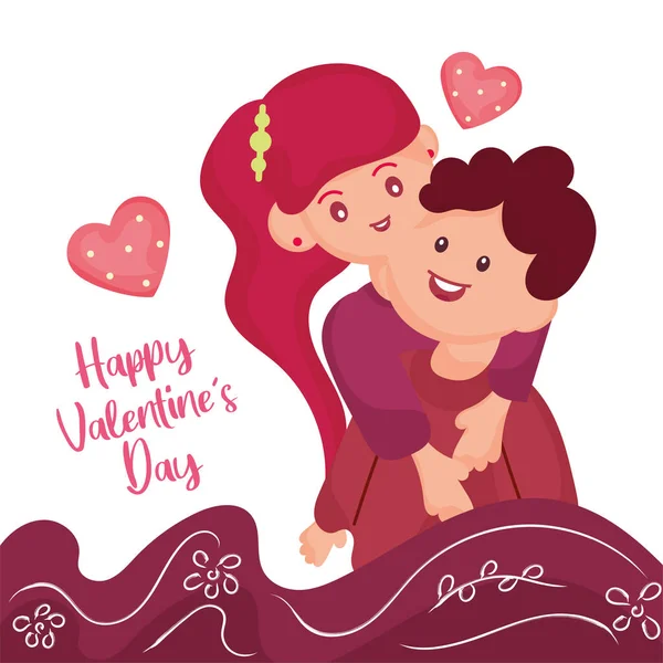 Aislado feliz pareja abrazándose mutuamente San Valentín Vector — Vector de stock