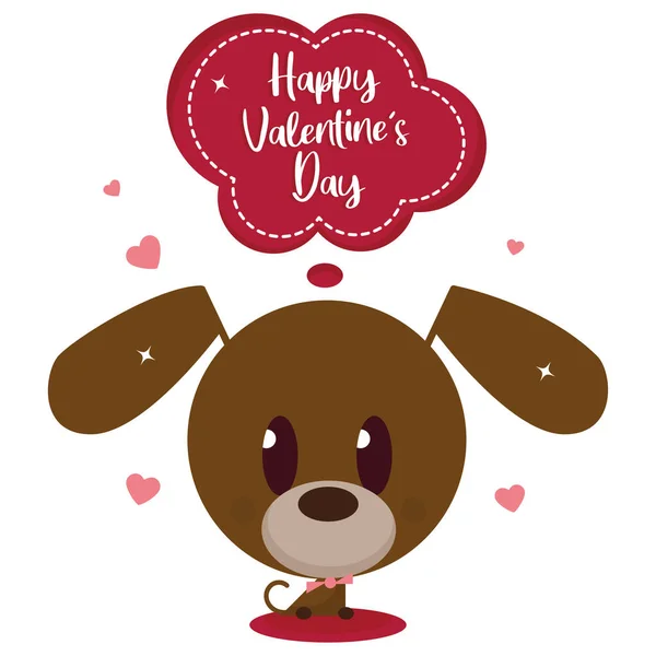 Изолированная милая собака с сердечными формами вокруг Вектора Дня Святого Валентина — стоковый вектор