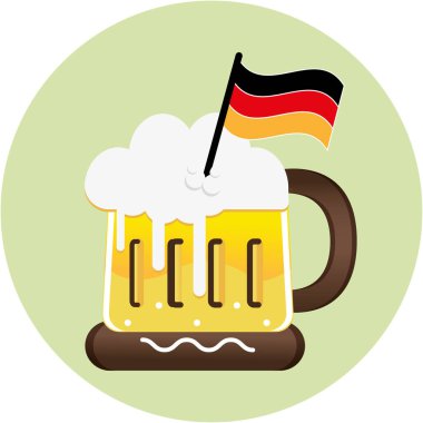 Köpük ve Alman Vektörü bayrağıyla izole edilmiş bira bardağı.