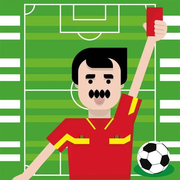 Árbitro en un campo de fútbol Vector — Archivo Imágenes Vectoriales