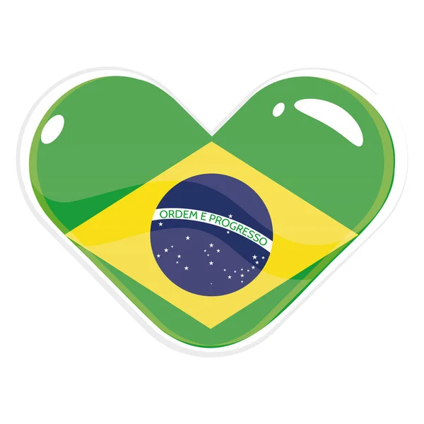 브라질 Vector 의 깃발 과 분리 된 심장 모양 — 스톡 벡터