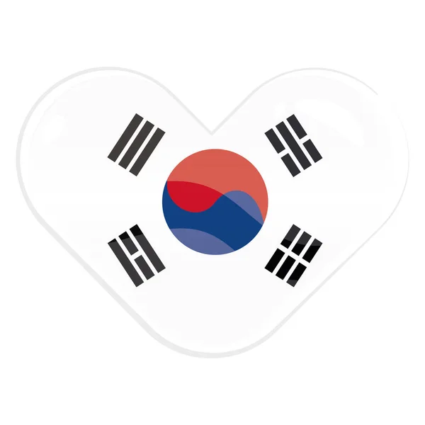 Izolowany kształt serca z flagą Korei Południowej Vector — Wektor stockowy